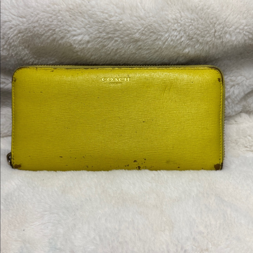 Coach Vibrant Yellow/Green Zip Wallet